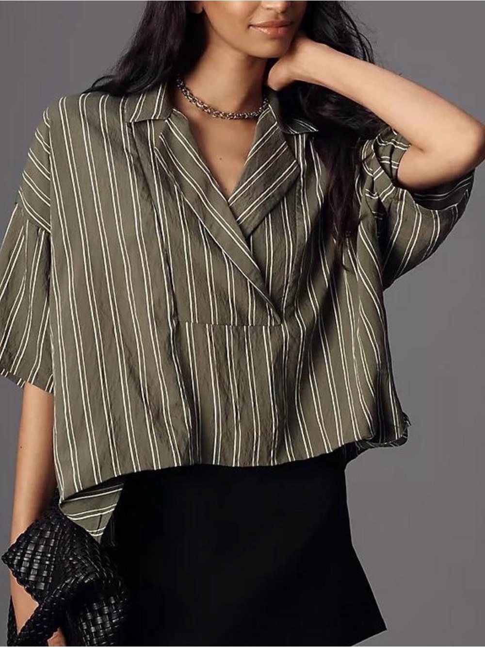 Anthropologie The Dylon Short-sleeve Wide-placket Top: Striped Edition
